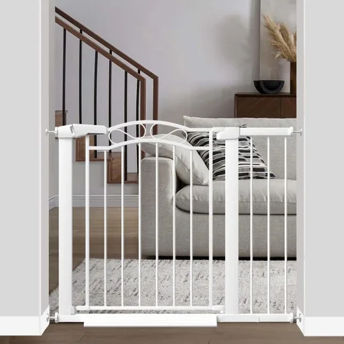 Fairy Baby Puerta de bebé extra ancha de 29.5 a 40.5 pulgadas, puerta de seguridad infantil de metal para niños o mascotas, puertas largas para