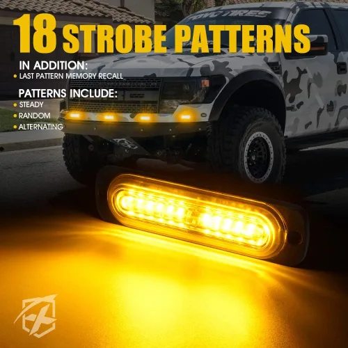 Miniatura 3 de Xprite Kit de 12 luces LED estroboscópicas de emergencia ámbar, superficie empotrada, marcador lateral, parrilla de advertencia de peligro, cabeza