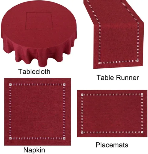 Miniatura 7 de Tapetes de mesa rectangulares de poliéster con vainica, hechos a mano