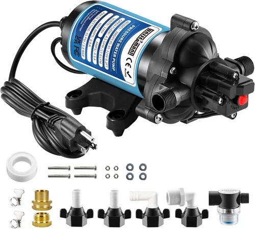 Miniatura 7 de WASSERMANN 115V AC Water Diaphragm Pump,4.5GPM 55PSI 1/2" NPSM with 8.2ft Power Cord & Plug,Self-Priming Fresh Water Pressure Booster Pump,Pressure