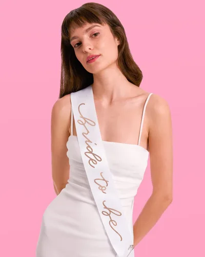 Miniatura 7 de xo, Fetti Banda para la novia Decoraciones de despedida de soltera blanco + oro rosa, regalo de despedida de soltera, regalos de dama de honor