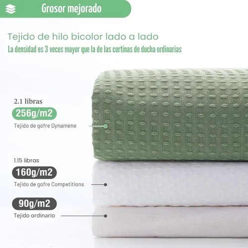 Miniatura 4 de Cortina de ducha Dynamene para cubículo de tela - 36x72 con textura de nido de abeja, cortinas de tela pesadas y con peso para baño, juego de A.
