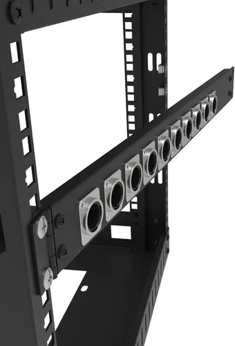 Miniatura 5 de Panel de conexión con bisagras de 12 puertos, pasos/orificios, conectores tipo D de 1U de 19 pulgadas para montaje en rack, audio con lado