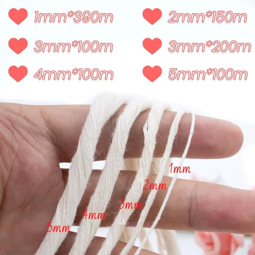 Miniatura 2 de JeogYong Cordón de macramé de un solo hilo 2mm x 164 yardas (492 pies) Cuerda de algodón suave, hilo de macramé 2 mm, suministros de macramé