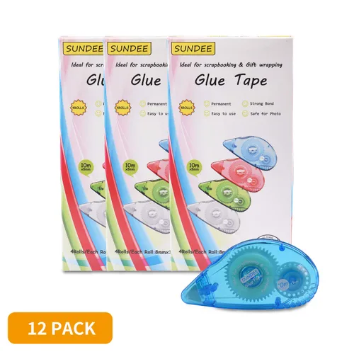 Miniatura 2 de Glue Runner - Rodillo de cinta adhesiva permanente de doble cara, 0.3 x 360 pulgadas, aplicador de rodillo adhesivo permanente, paquete de 12