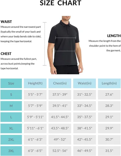Miniatura 7 de BALEAF Camisas polo para hombre, de secado rápido, atléticas, deportivas, de trabajo, UPF 50+