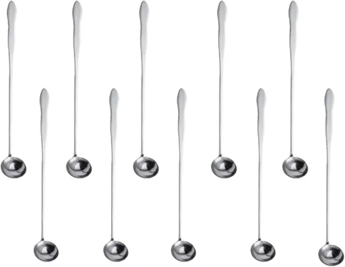Miniatura 11 de Juego de 8 cucharas mezcladoras de acero inoxidable con mango largo de 7.9 in para café, batidos, jugos, cócteles