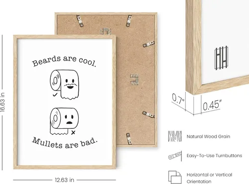 Miniatura 3 de HAUS AND HUES Decoración Divertida de Baño – Arte de Pared de Barba y Mullet, Letrero Humorístico de Baño, Impresión de Pared Divertida para Baño