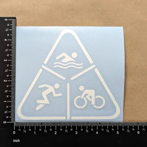 Miniatura 5 de Calcomanías de Triatlón Paquete de 4: Nadar Ciclismo Correr, TRI, Latido del Corazón de Triatlón (Blanco, Grande ~5 pulgadas)