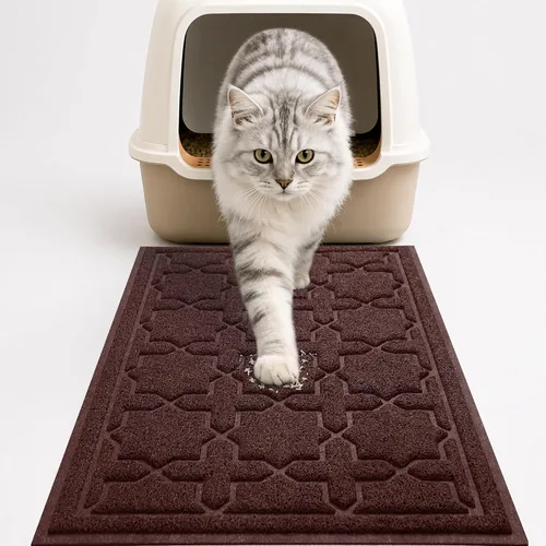 Miniatura 15 de Yimobra Tapete de arena para gatos, 24"x20" tapete con malla de bloqueo de arena, tapete suave para arena para gatos tapete atrapa arena, fácil