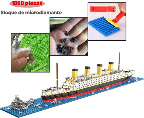 Miniatura 4 de Titanic Ship - Juego de bloques de construcción modelo de barco, juegos de rompecabezas 3D, juguetes educativos de bricolaje, juguete de ladrillos