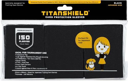 TitanShield (150 mangas) tamaño pequeño japonés, fundas para tarjetas de comercio para Yu-Gi-Oh, Pelea de cartas Vanguard & More Amarillo
