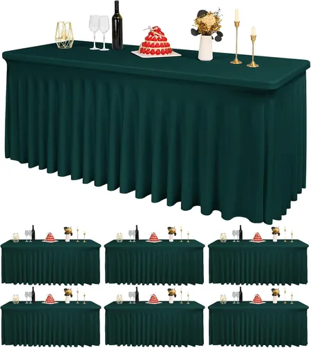 Miniatura 28 de 2 Packs Black Spandex Table Clothes for 6 Foot Rectangle Tables, Wrinkle Resistant Fitted Tables Cover, Washable Stretch Table Skirts for Weddings