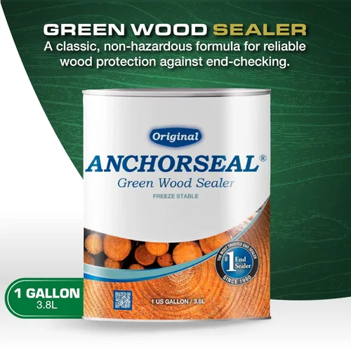 Miniatura 2 de ANCHORSEAL Sellador clásico para troncos y madera, emulsión de cera a base de agua, evita hasta el 90% de las comprobaciones finales en extremos