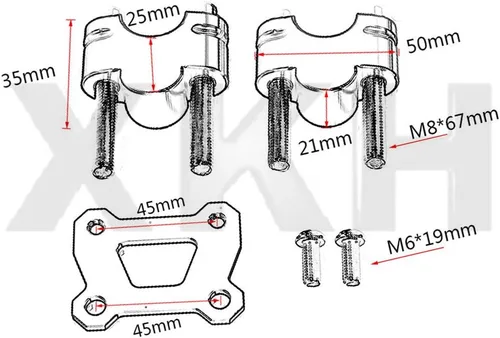 Miniatura 2 de XKMT-Compatible con MT07 TRACER 700 2014 2015 2016 2017 Elevador de manillar de 0.984 in [B07L1B6CM2]
