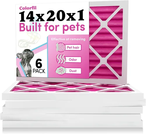 Miniatura 47 de Colorfil Filtro de aire de 14 x 20 x 1 (paquete de 4) Fabricado en los Estados Unidos Cambio de color Elimina el olor de gatos y perros MERV