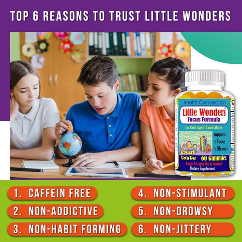 Miniatura 4 de Little Wonders Kids Omega 3 DHA Gomas, vitaminas infantiles para la salud cerebral, gomitas de enfoque para niños y adolescentes, suplemento