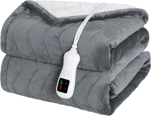 Miniatura 22 de Manta térmica eléctrica, calentador de manta lavable para el hogar para adultos, calentamiento rápido, franela suave súper acogedora de 50 x 60