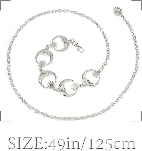 Miniatura 6 de Navoky Cadena de cintura de metal con colgante de sol cinturón de vientre cadenas de cuerpo accesorios de joyería para mujeres y niñas Transparente