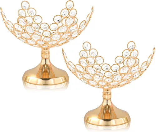 Miniatura 2 de 2 cuencos florales de cristal para caramelos/plato de frutas decorativo, elegante centro de mesa de marco de metal, plato de frutas y bandeja