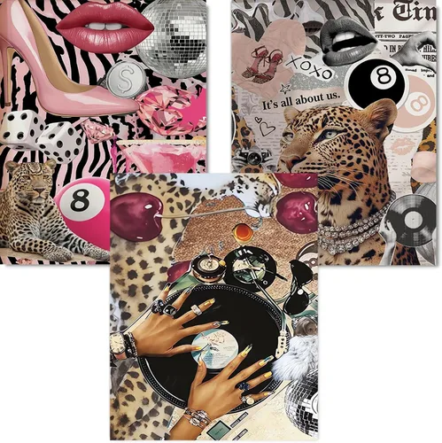 Miniatura 35 de Kits de arte de diamante para adultos principiantes, modernos kits de pintura de diamante con lunares de leopardo 5D, gemas y manualidades DIY