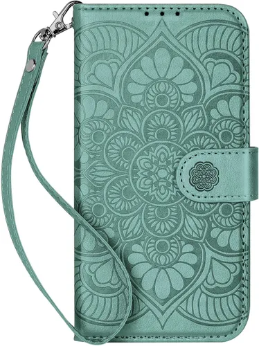 Miniatura 15 de Funda tipo cartera para iPhone 13, [Bloqueo RFID] con 3 ranuras para tarjetas con ranura para tarjeta de crédito, cubierta protectora magnética