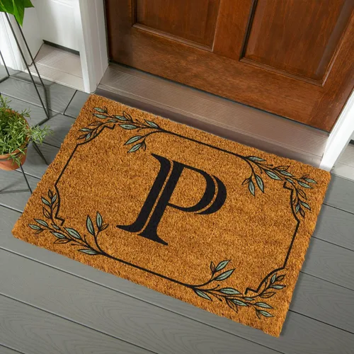 Miniatura 59 de Evergreen Flag Alfombra de puerta de fibra de coco monograma Letra B Alfombra para puerta delantera para interiores y exteriores 71x41 cm