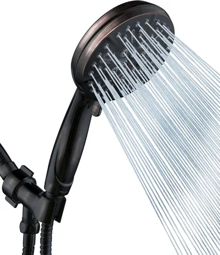 Cabezal de ducha de alta presión ORB con mano - Cabezal de ducha de lluvia multifuncional de alto flujo con manguera extra de 60" de largo y soporte
