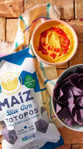 Miniatura 4 de Siete Maiz Totopos Chips de tortilla de maíz Maíz azul Sin gluten Snacks veganos Sin OMG y chips de maíz orgánico Hecho con aceite