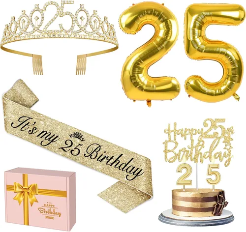 Miniatura 46 de Decoraciones doradas de 70 cumpleaños para mujer con banda y tiara de cumpleaños 70, adorno para pastel y velas, globos de números, regalos de 70