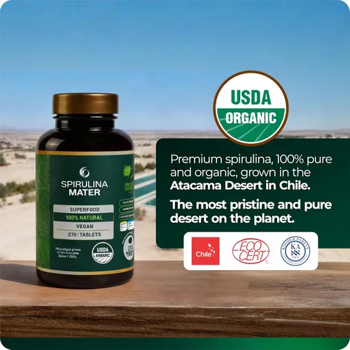 Miniatura 2 de Spirulina Tablets USDA Organic, Atacama Desert cultivado, suplemento superalimento a base de plantas, algas densas en nutrientes para bienestar