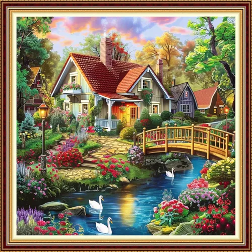 Miniatura 12 de Fanxvivy Kits de punto de cruz estampado para adultos, patrones de punto de cruz impresos, 11CT estampado o contado, kit de bordado de punto