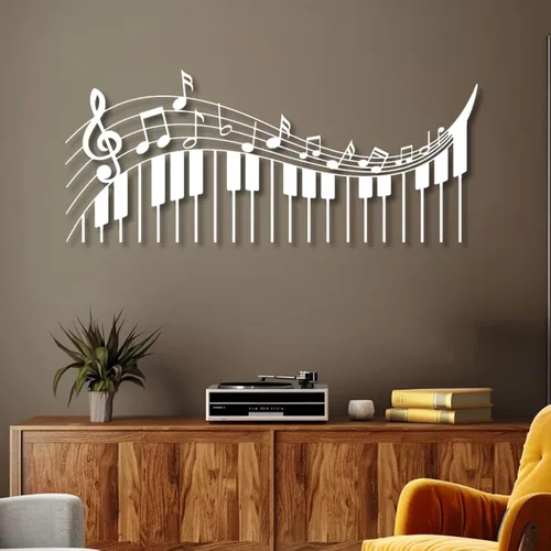 Miniatura 7 de Yemwot Nota de metal musical para pared, notas musicales y arte de pared de metal para piano, decoración de notas, decoración de piano, letrero