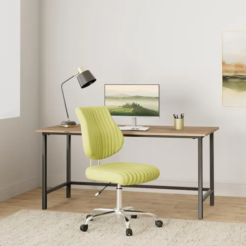 Miniatura 2 de OSP Home Furnishings Sunnydale - Silla de oficina de felpa ajustable con base cromada, albahaca
