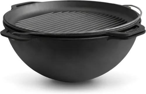 Miniatura 10 de Brizoll - Olla de horno holandés con tapa, 10.5 cuartos de galón (10 litros), juego de utensilios de cocina de hierro fundido, kazán para Plov