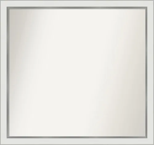 Miniatura 175 de Amanti Art Espejo de baño blanco para sobre el fregadero, 30 x 35 pulgadas, espejo de tocador rectangular estrecho de Eva de oro blanco, marco