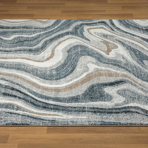 Miniatura 8 de LUXE WEAVERS - Alfombra abstracta con patrón de mármol azul remolino 5 x 7 pies