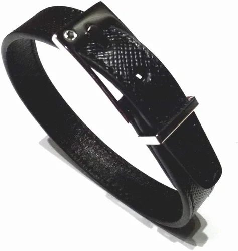 Miniatura 2 de Montblanc 11291663 - Pulsera de piel sartorial negra 63, M, Acero inoxidable