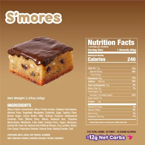 Miniatura 2 de Prime Bites Brownie Proteico de Alpha Prime Supplements Alto en Proteína, Golosina Baja en Azúcar Fortificada con Colágeno Delicioso Bocadillo