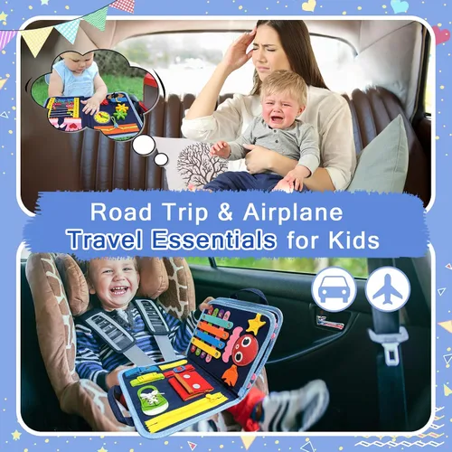 Miniatura 2 de Gojmzo Busy Board Juguetes Montessori para Niños Pequeños y Niñas Regalos, Juguetes Sensoriales para Niños Pequeños, Actividades Educativas de Viaje
