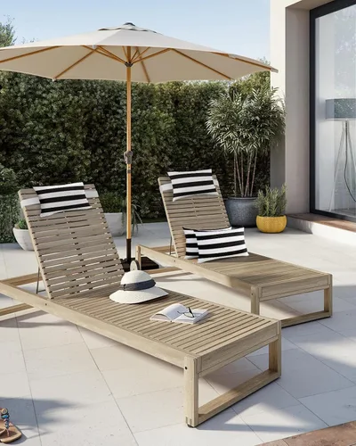 Miniatura 5 de Almohada de exterior para tumbona, diseño de rayas simples en blanco y negro, impermeable, almohada lumbar con inserto y correa elástica ajustable
