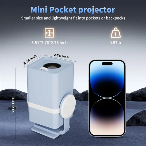 Miniatura 7 de Mini proyector con WiFi y Bluetooth, proyector portátil para exteriores alimentado por Power Bank, proyector de película pequeña giratorio de 180°