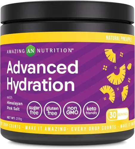 Miniatura 5 de Amazing Nutrition Hidratación avanzada, polvo de electrolitos, 30 porciones, empaquetado con minerales esenciales, sin azúcar, apto para dieta