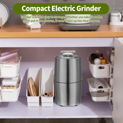 Miniatura 7 de Molinillo de especias, molinillo de café, molinillo eléctrico de hierbas de 200 w, configuración de cuerpo y cuchilla de acero inoxidable