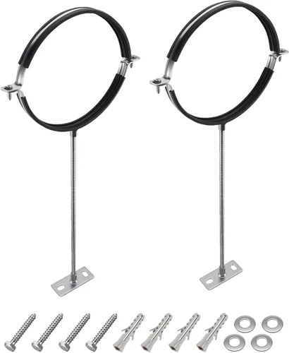 Paquete de 2 soportes de suspensión de tubo de 8 pulgadas con barra de extensión de 16 pulgadas, abrazadera de anillo dividido de acero galvanizado
