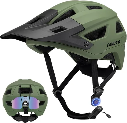 Miniatura 8 de Favoto Casco de bicicleta de montaña para adultos para hombres y mujeres, casco de MTB con hebilla magnética con visera extraíble, ligero