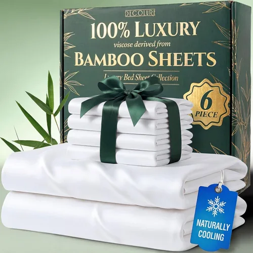 Miniatura 9 de DECOLURE Juego de sábanas 100% viscosa derivada de bambú, tamaño individual, sábanas de lujo de 4 piezas de enfriamiento natural, juego de cama