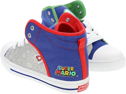 Miniatura 4 de SUPER MARIO Brothers Mario, Luigi, Nintendo - Zapatos deportivos de caña alta y con cordones para niños pequeños, talla 7 a 12