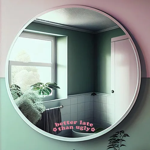 Miniatura 4 de OFlyDesigns 2 calcomanías de vinilo Better Late Than Ugly para dormitorio universitario, espejo para decoración de habitación de niñas, espejo