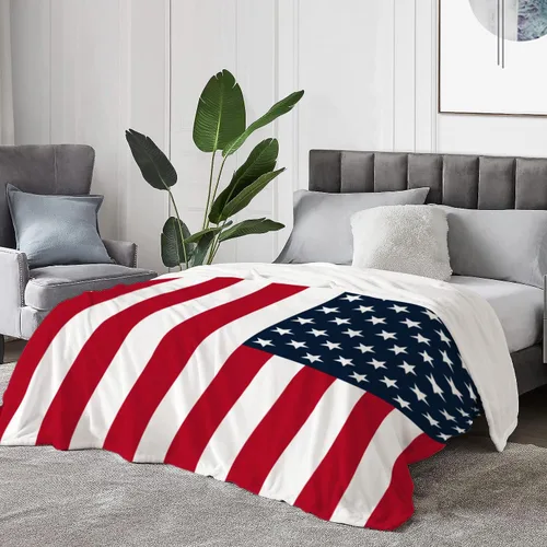Miniatura 24 de YeeJu Manta de bandera estadounidense para bebé, patriótica para el 4 de julio, Día de los Caídos, 4 de julio, manta de forro polar para niños